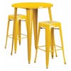 Flash Furniture Round 30" W, 30" L, 41" H, Metal Top, Yellow CH-51090BH-2-30SQST-YL-GG