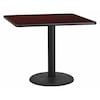 Flash Furniture Square Laminate Table, 36" W, 36" L, 31.125" H, Laminate Top, Wood Grain XU-MAHTB-3636-TR24-GG
